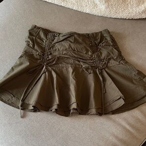 Olive Green Drop Waist Mini Skirt